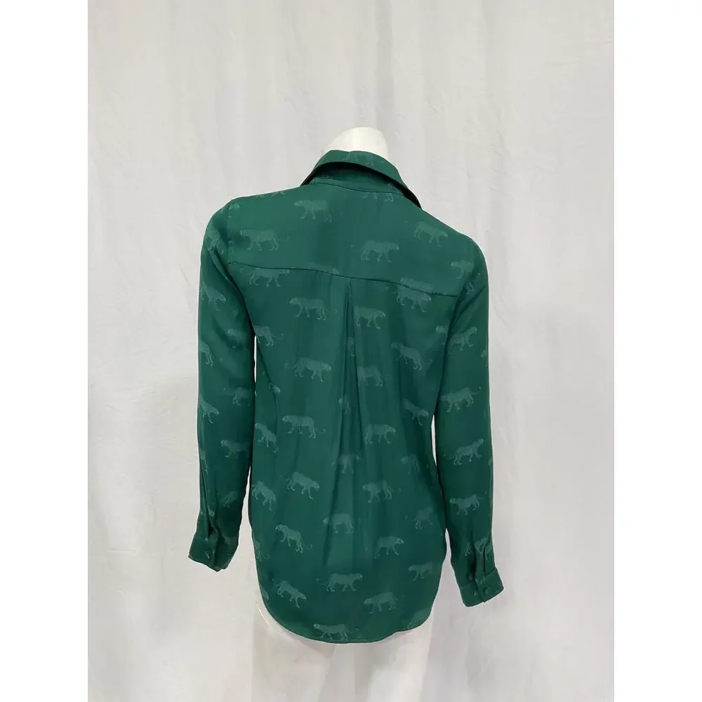 L'Agence 'Holly' Green Polyester Blouse Size XS - Picture 3 of 5